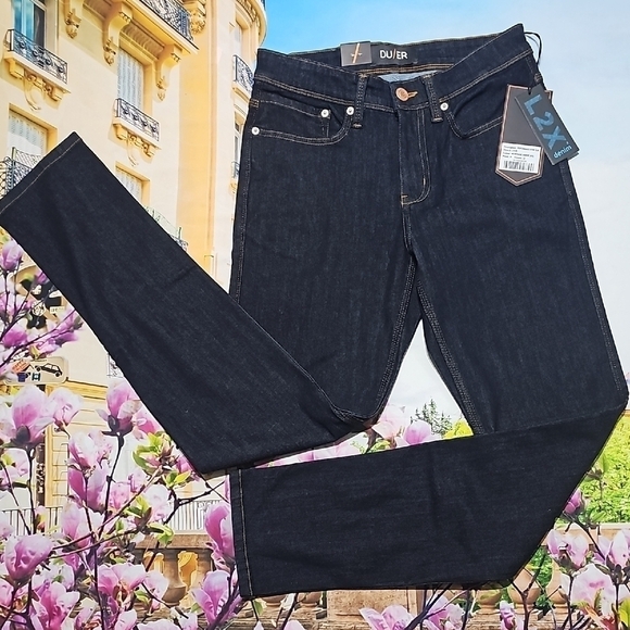 DU/ER Dark Blue Slim Fit Denim Jeans Size 28x32 NWT - Picture 2 of 9